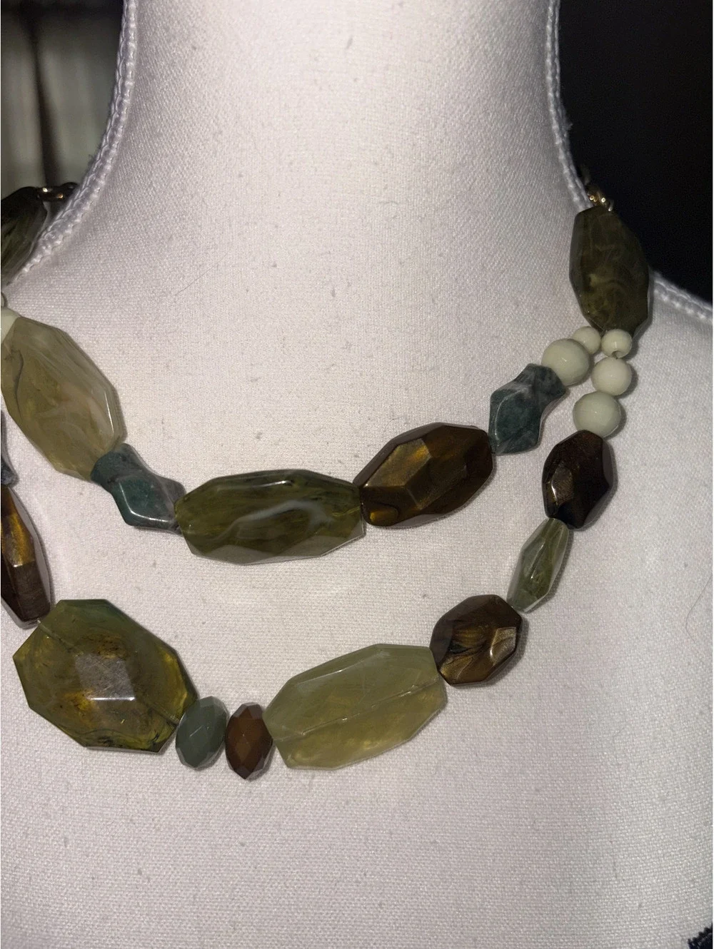 Vintage Multi-Stone Beaded Necklace with Earth Tone Gemstones
